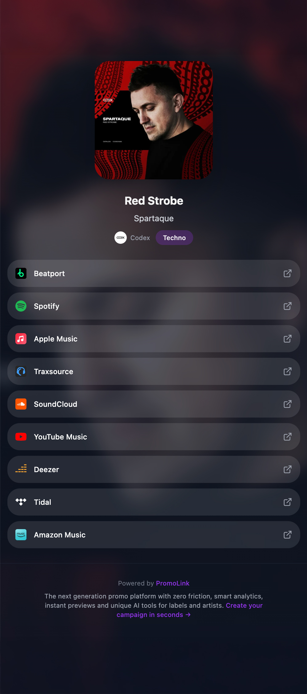 A SmartLink in DSP mode for an already-released track.
